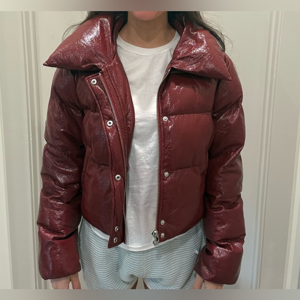 LPA Glossy Burgundy Puffer Jacket - Picture 2 of 2